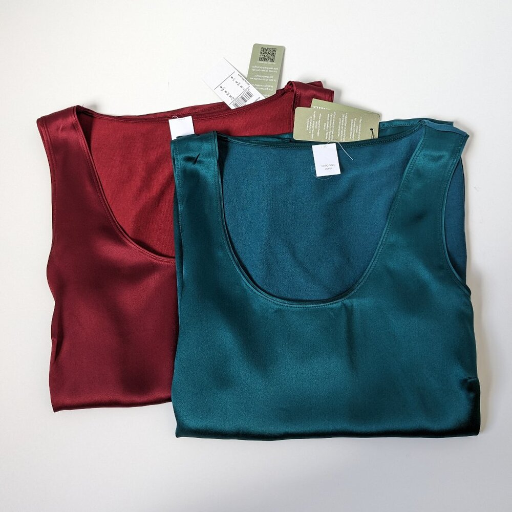 NWT Bundle of 2 intimissimi Silk Modal Tanks in Evergreen and Ribbon Red, size S